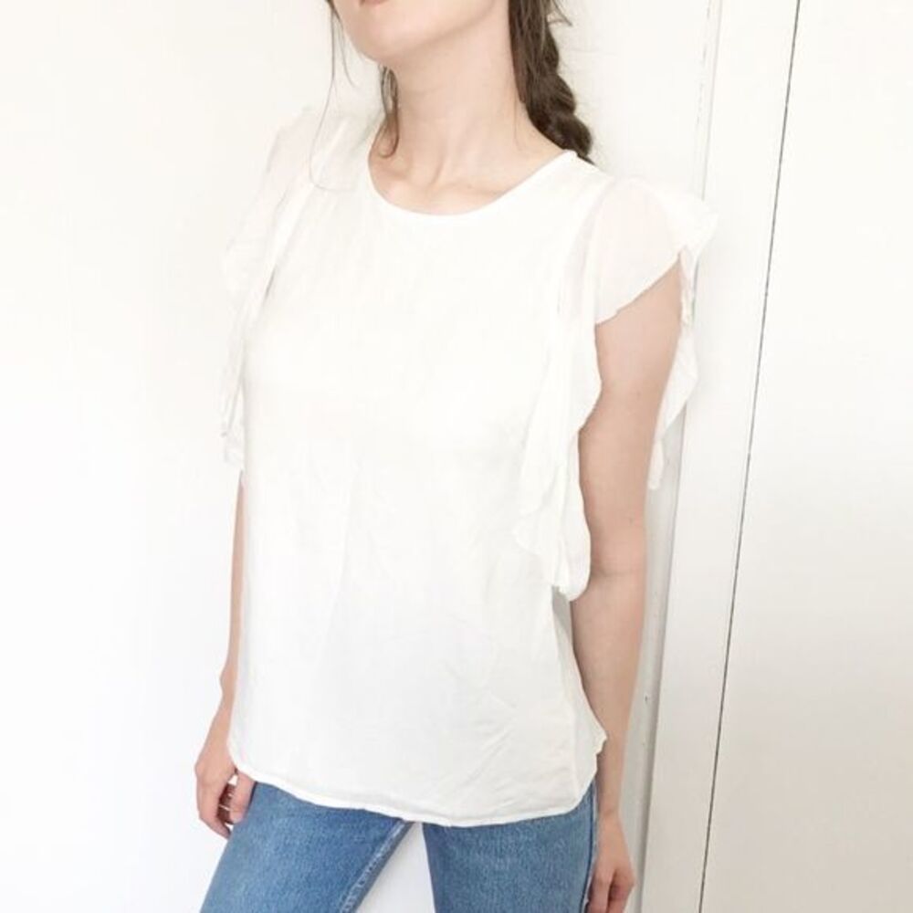 Rebecca‎ Minkoff monsoon top white ruffled XS